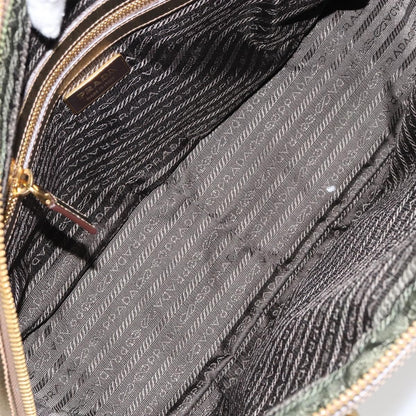 Prada Bowler Bag Canvas with Leather, BEIGE, CANVAS, Handbag