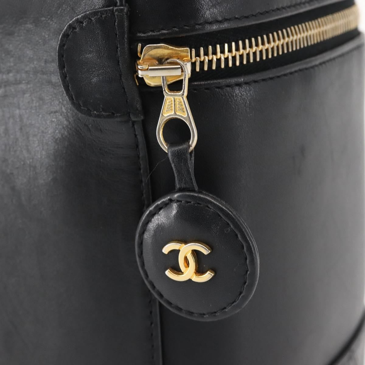 Chanel Vanity pouch Leather, BLACK, LEATHER, Toiletry Case