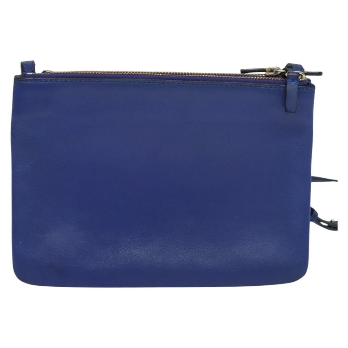 Celine Trio Crossbody Bag Leather, BLUE, LEATHER, Shoulder bag