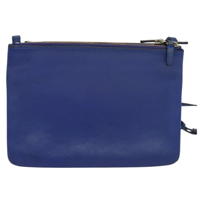 Celine Trio Crossbody Bag Leather, BLUE, LEATHER, Shoulder bag