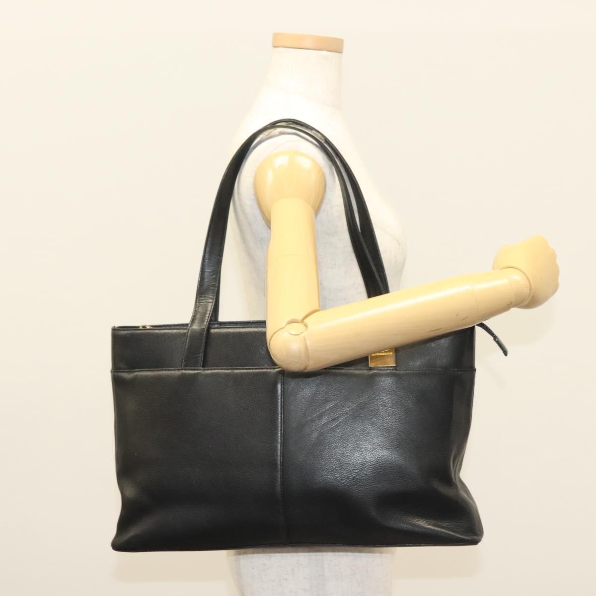 Burberry Tote Leather, BLACK, LEATHER, Tote bag