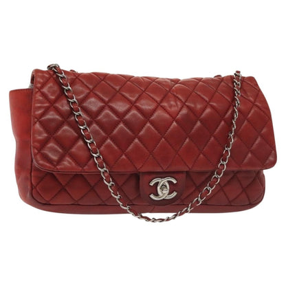 Chanel Now and Forever Flap Bag Quilted Lambskin, RED, LEATHER, Shoulder bag