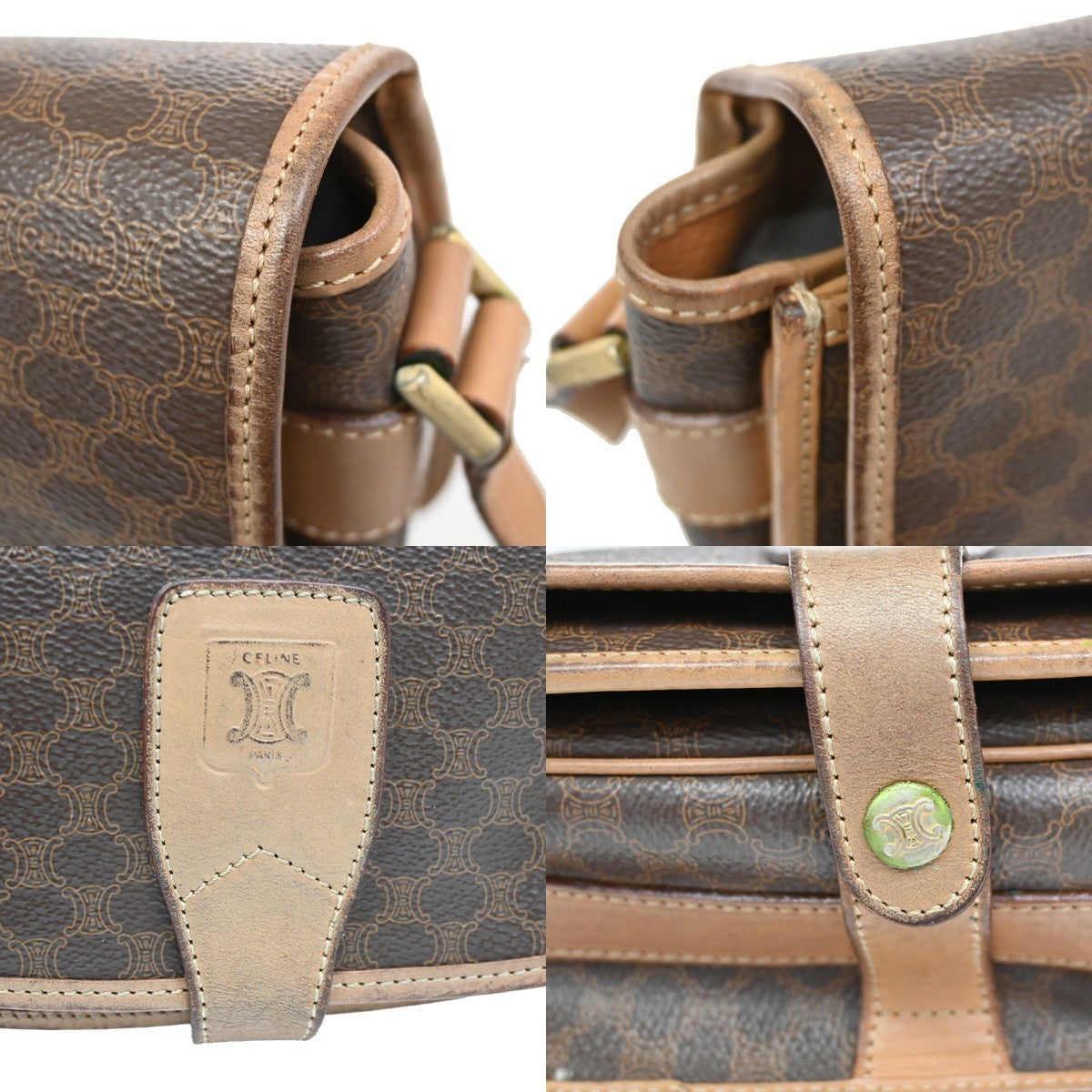 Celine Macadam Shoulder Bag Canvas, BROWN, CANVAS, Shoulder bag