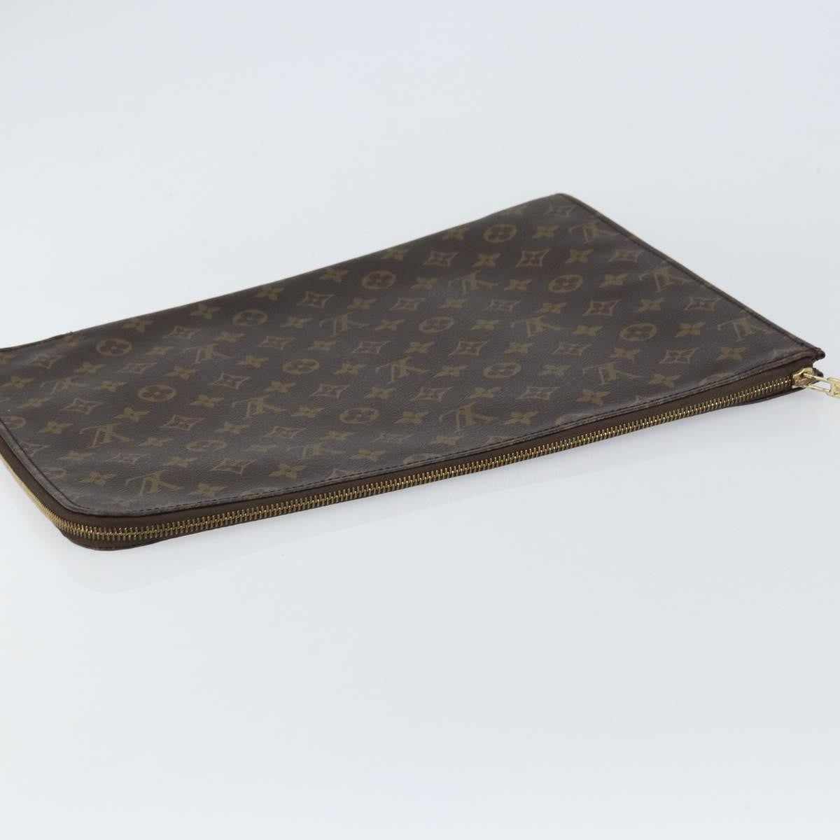 Louis Vuitton Poche Documents Monogram Canvas, BROWN, CANVAS, Clutche & pouche