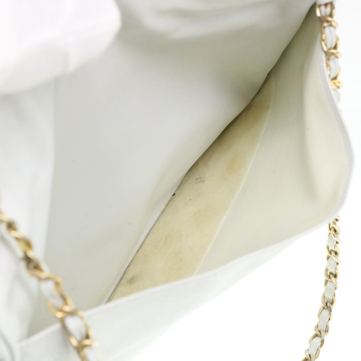 Chanel Vintage Shopping Tote Lambskin, WHITE, LEATHER, Shoulder bag