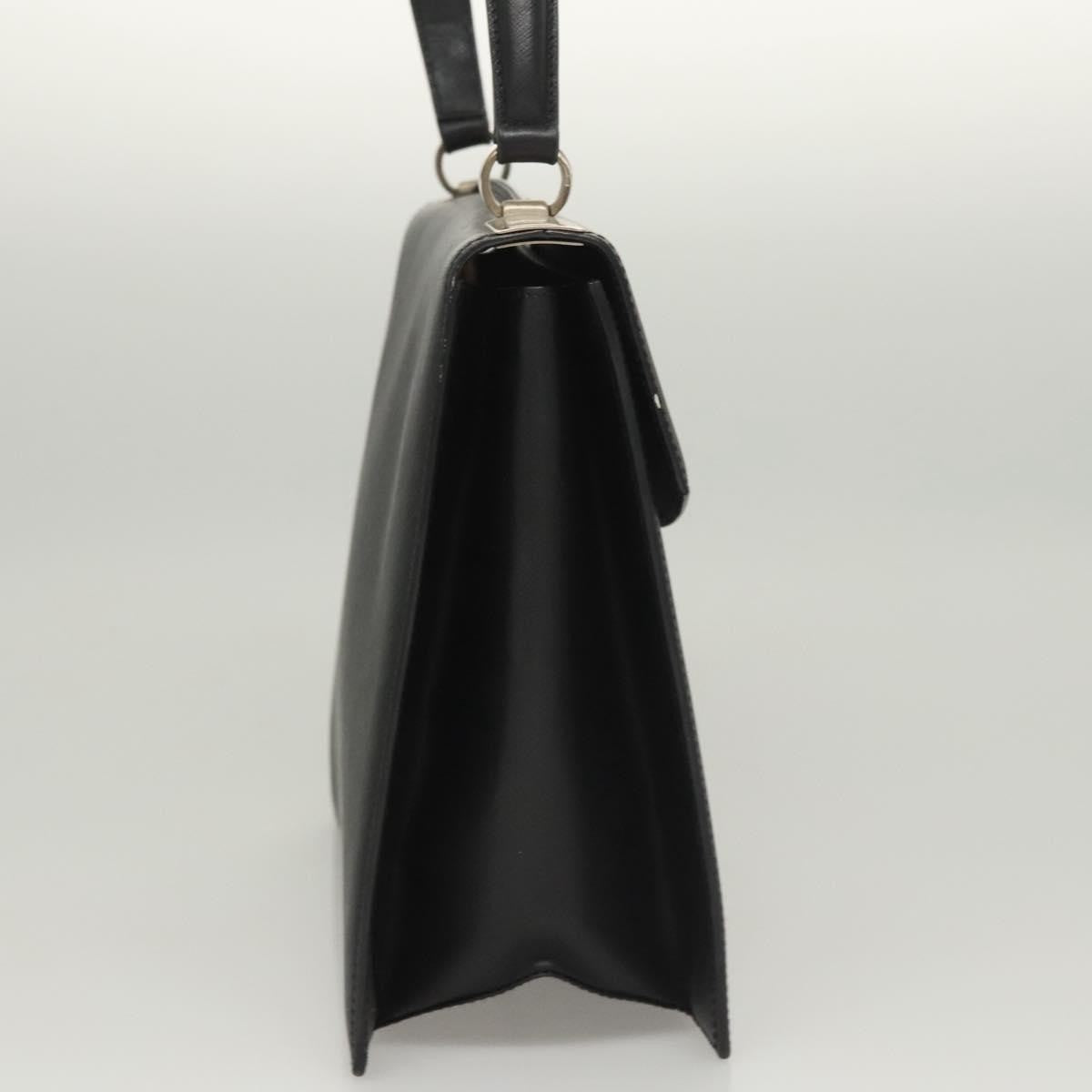 Salvatore Ferragamo Double Gancini Top Handle Bag Saffiano Leather, BLACK, LEATHER, Handbag