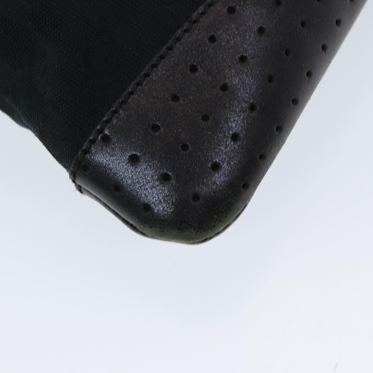 Gucci Zip Messenger Bag GG Canvas with Perforated Leather, BLACK, CANVAS, Crossbody bag