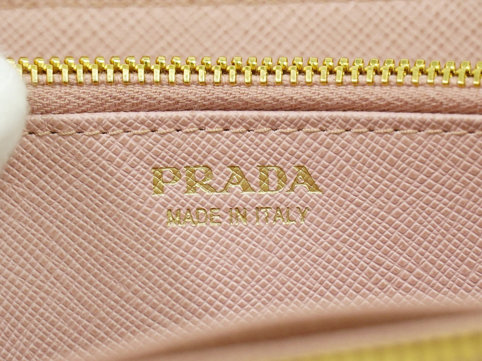 Prada Bow Zip Around Wallet Saffiano Leather, PINK, LEATHER, Wallets