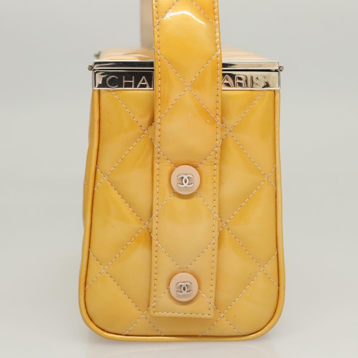 Chanel Vintage Metal Box Bag Quilted Lambskin, YELLOW, PATENT_LEATHER, Handbag