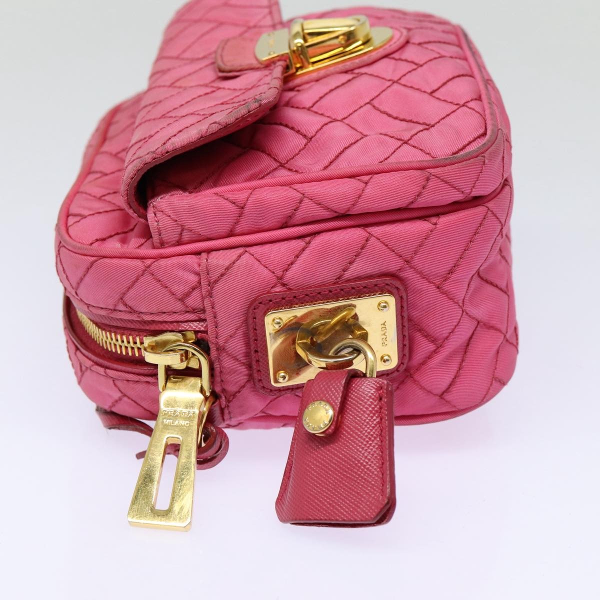 Prada Vintage Shoulder Bag Quilted Tessuto, PINK, NYLON, Shoulder bag