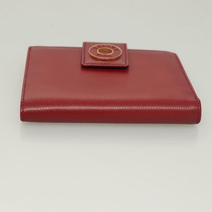 Celine Circle Logo Compact Wallet Leather, RED, LEATHER, Wallets