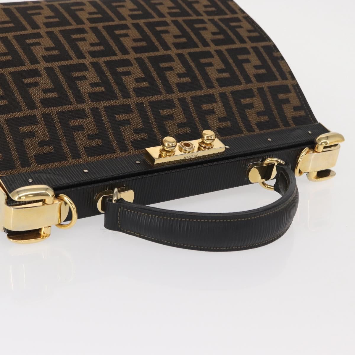 Fendi Vintage Zucca Handbag Zucca, BROWN, CANVAS, Handbag