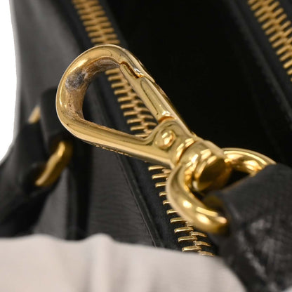 Prada Galleria Double Zip Tote Saffiano Leather, BLACK, LEATHER, Tote bag