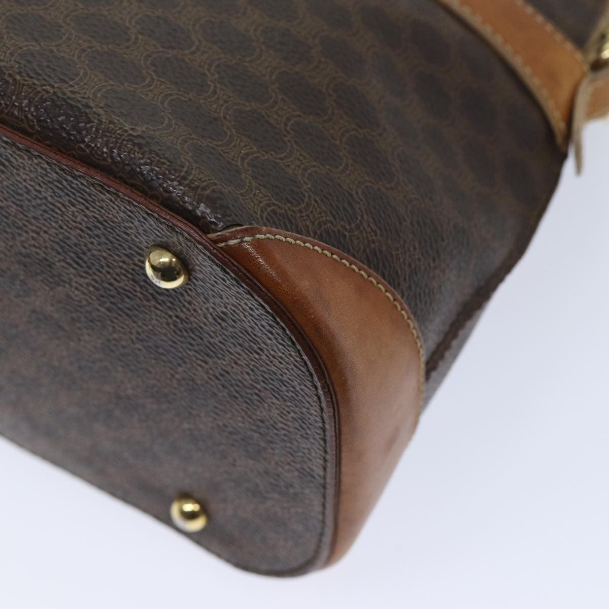 Celine Macadam Handbag Macadam with leather, BROWN, CANVAS, Handbag