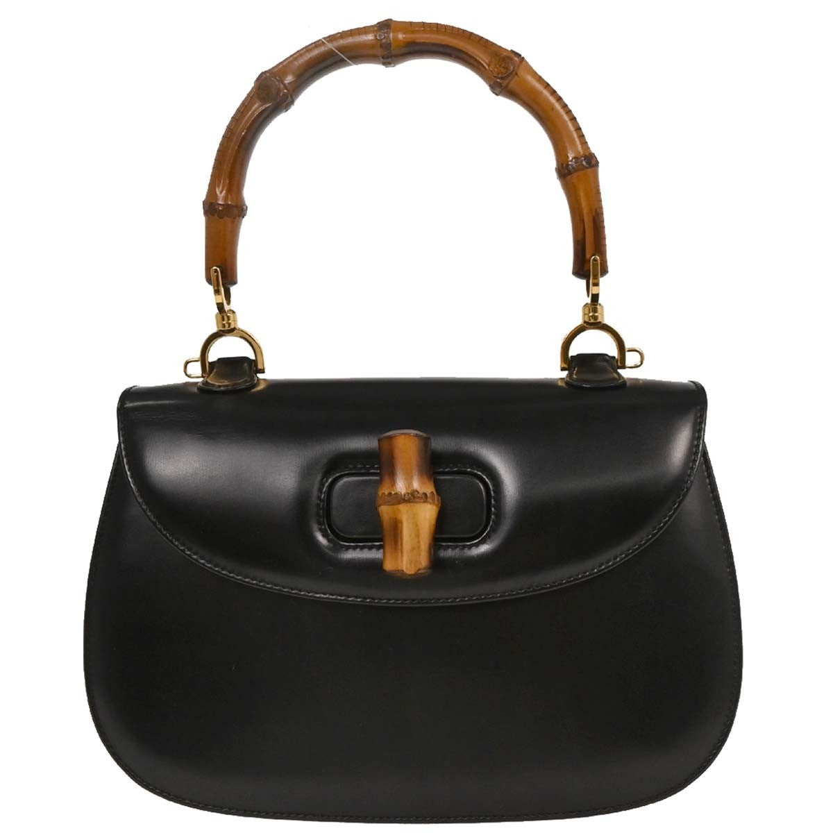 Gucci Vintage Convertible Top Handle Bag Leather, BLACK, LEATHER, Handbag