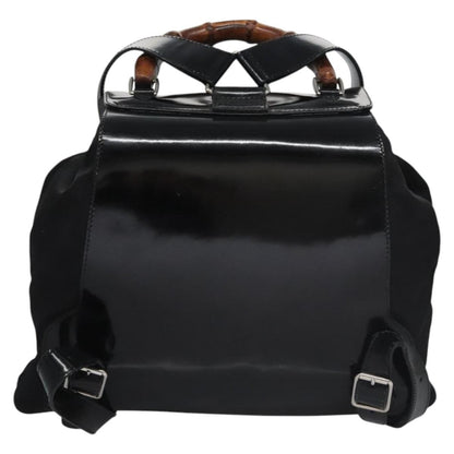 Gucci Vintage Bamboo Backpack Patent, BLACK, PATENT_LEATHER, Backpack