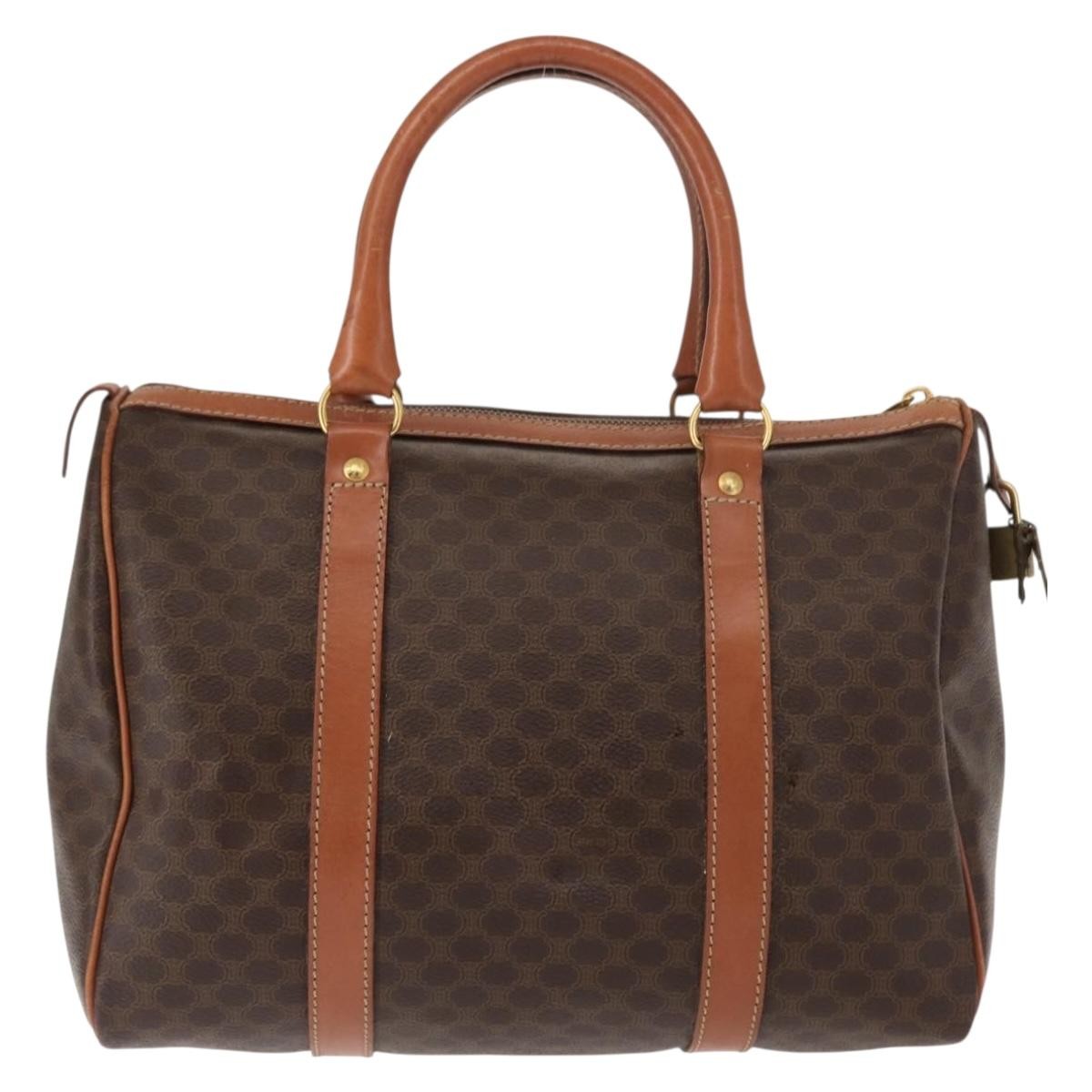 Celine Macadam Handbag Macadam with leather, BROWN, CANVAS, Handbag