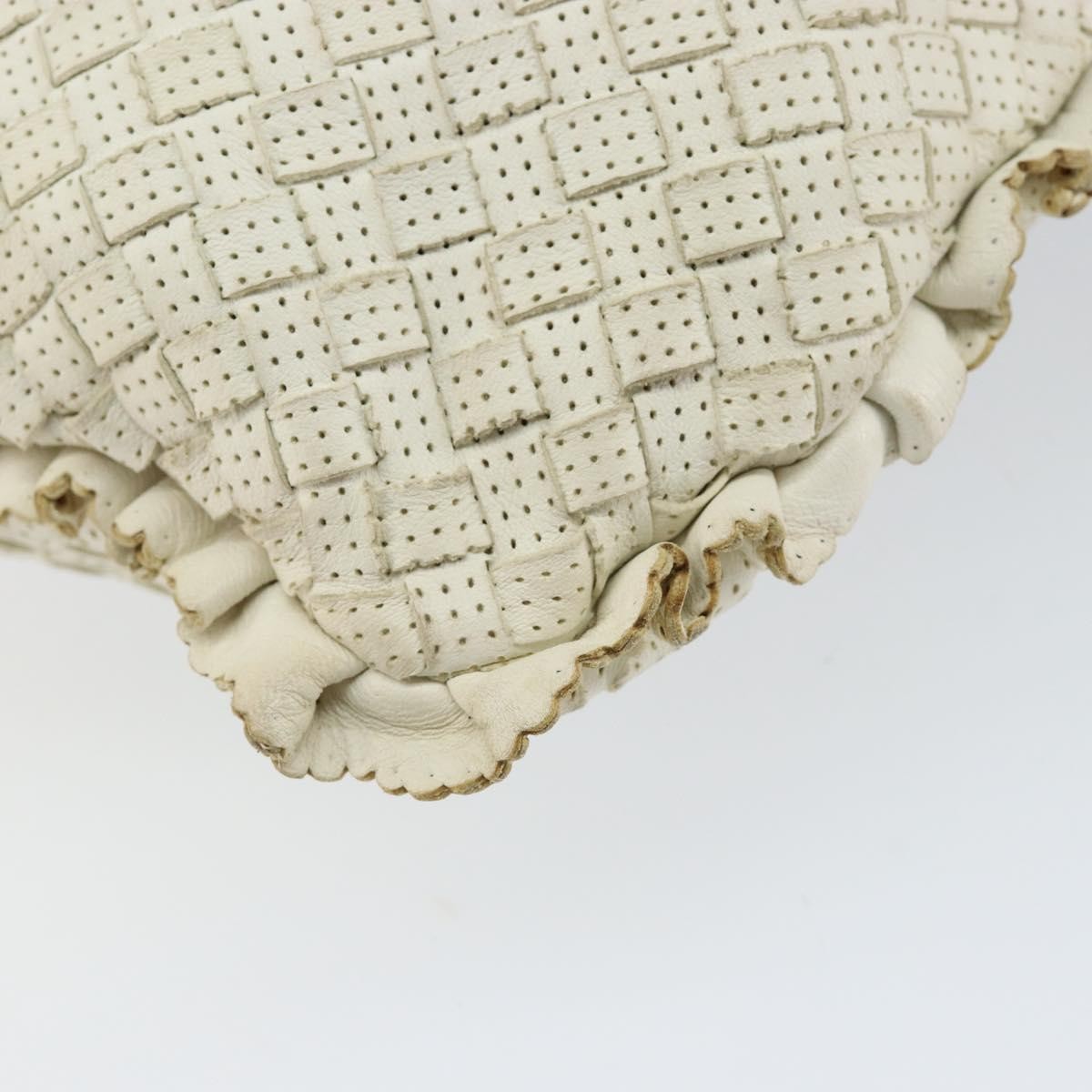 Bottega Veneta Veneta Hobo Perforated Intrecciato Nappa, WHITE, LEATHER, Handbag