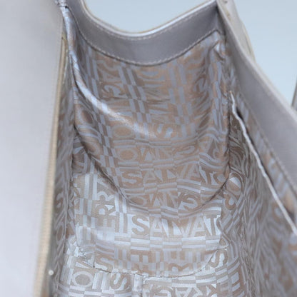 Salvatore Ferragamo Flap Satchel Saffiano Leather, SILVER, LEATHER, Handbag