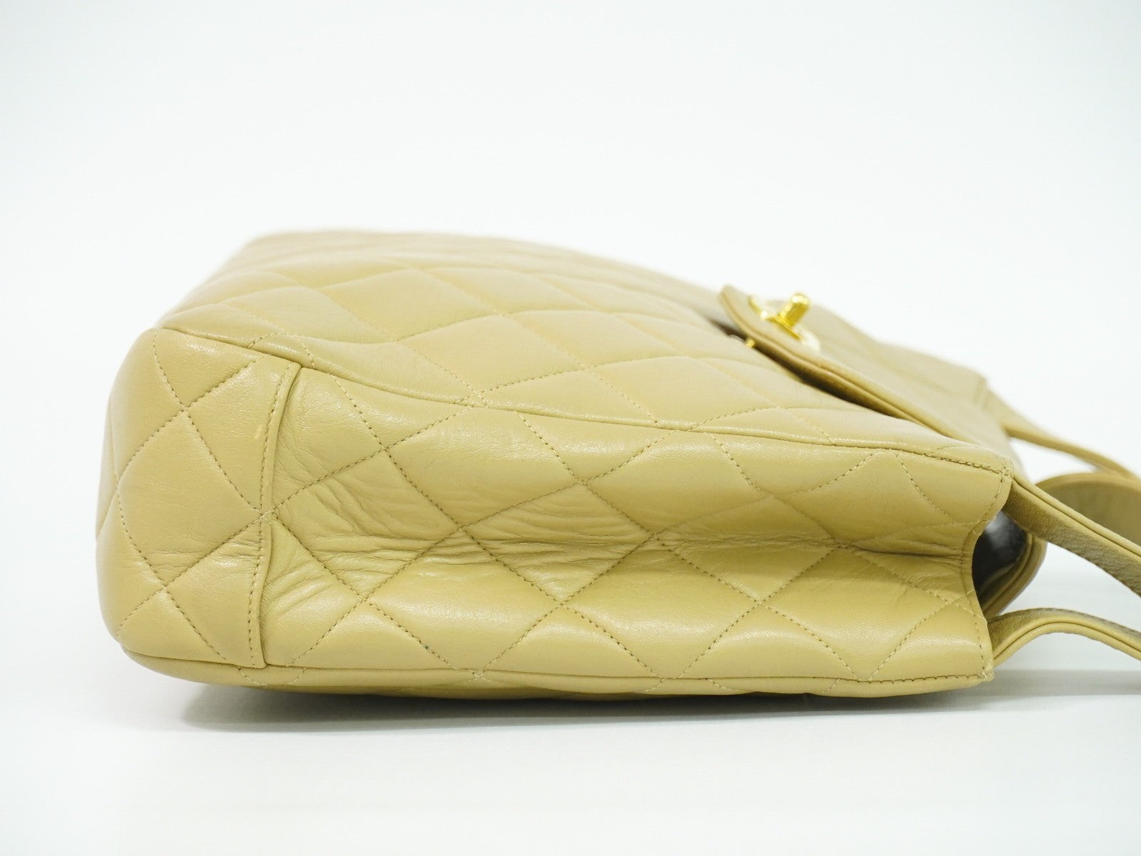 Chanel Vintage Tote Leather, BEIGE, LEATHER, Tote bag