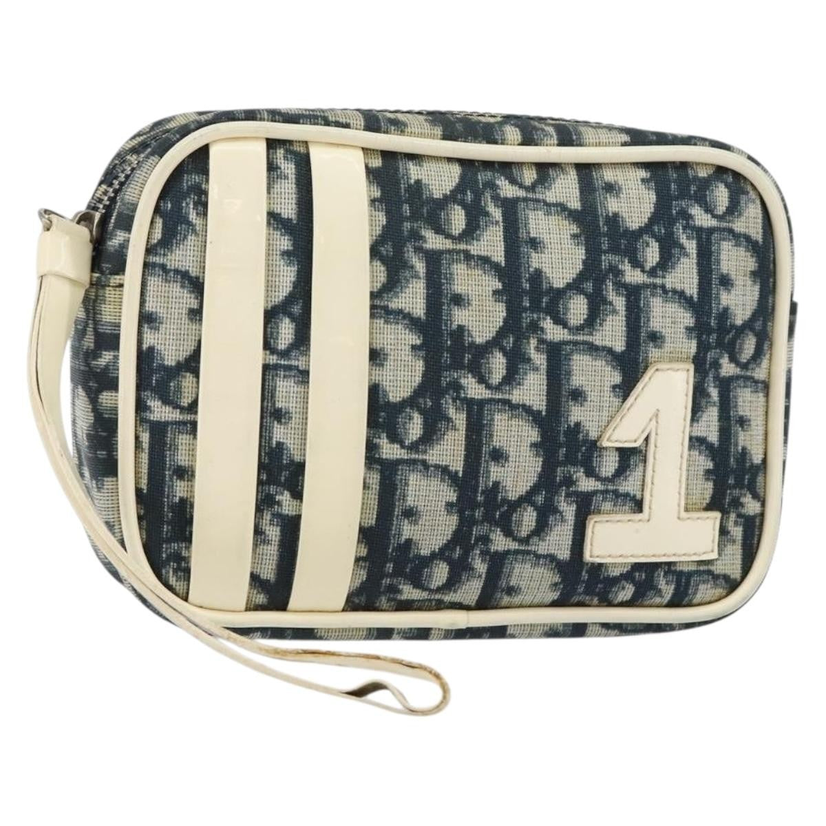 Christian Dior Vintage Trotter Pouch Diorissimo Canvas, NAVY, PVC, Clutche & pouche