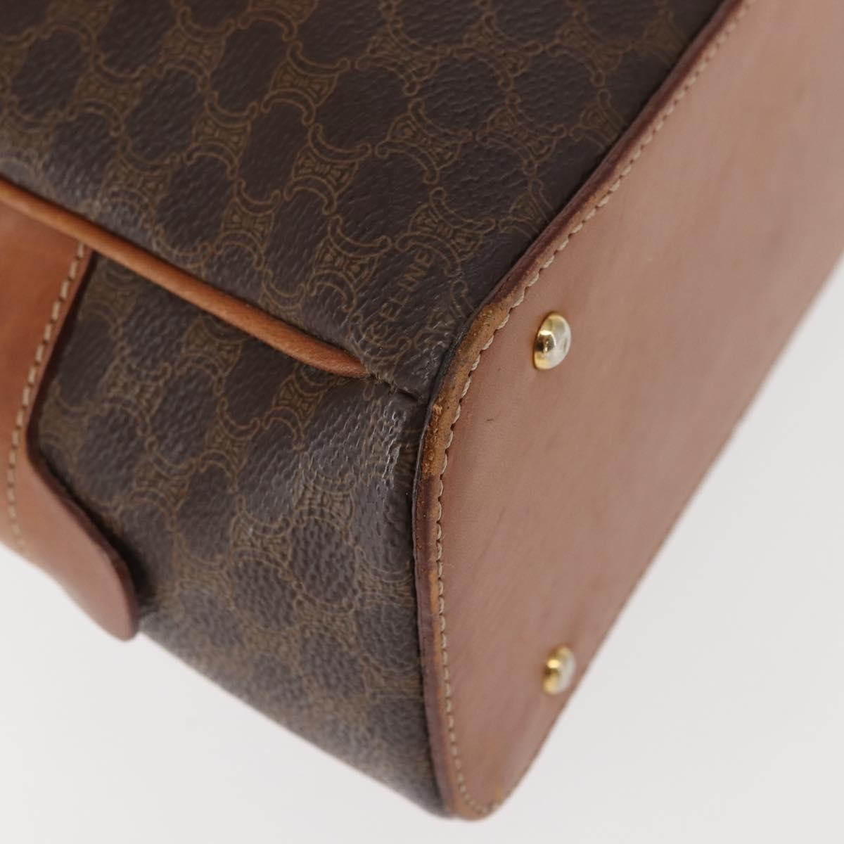 Celine Vintage Macadam Handbag Canvas and Leather, BROWN, CANVAS, Handbag