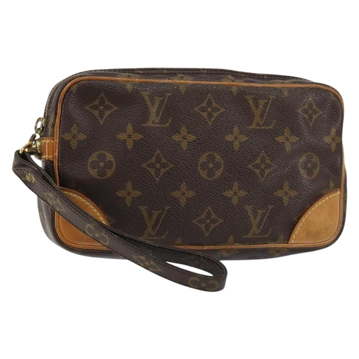 Louis Vuitton Marly Dragonne Clutch Monogram Canvas, BROWN, CANVAS, Clutche & pouche