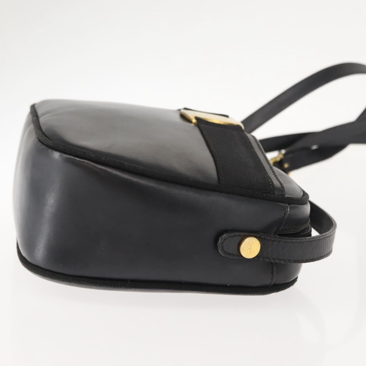 Salvatore Ferragamo Vala Shoulder Bag Leather, BLACK, LEATHER, Shoulder bag
