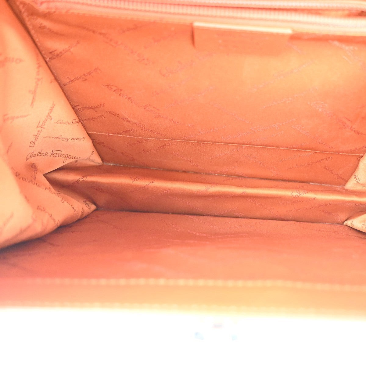 Salvatore Ferragamo Double Gancini Top Handle Bag Saffiano Leather, Brown, Leather, Handbag