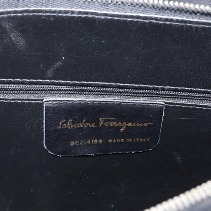 Salvatore Ferragamo Gancini Shoulder Bag Leather, BLACK, LEATHER, Shoulder bag