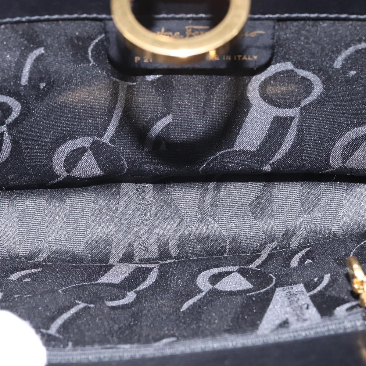 Salvatore Ferragamo Vintage Gancini Chain Shoulder Bag Leather, BLACK, LEATHER, Shoulder bag