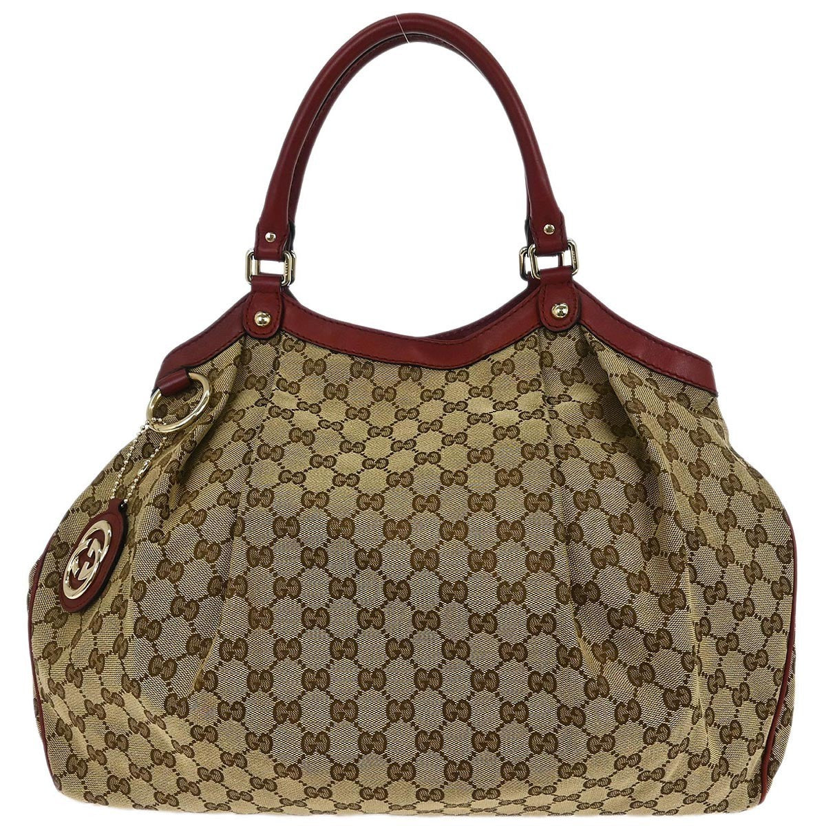 Gucci Sukey Tote GG Canvas with Leather, BROWN, CANVAS, Tote bag