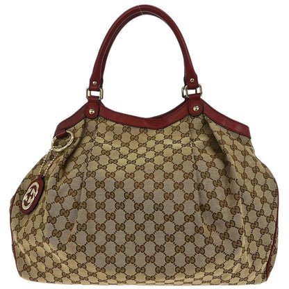 Gucci Sukey Tote GG Canvas with Leather, BROWN, CANVAS, Tote bag