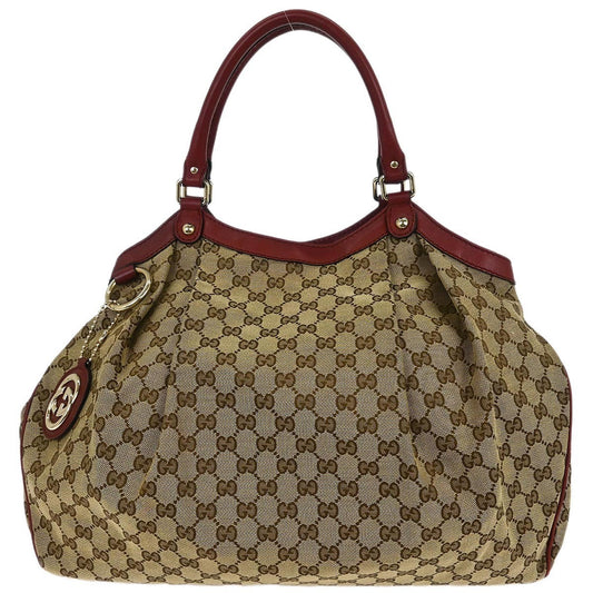 Gucci Sukey Tote GG Canvas with Leather, BROWN, CANVAS, Tote bag