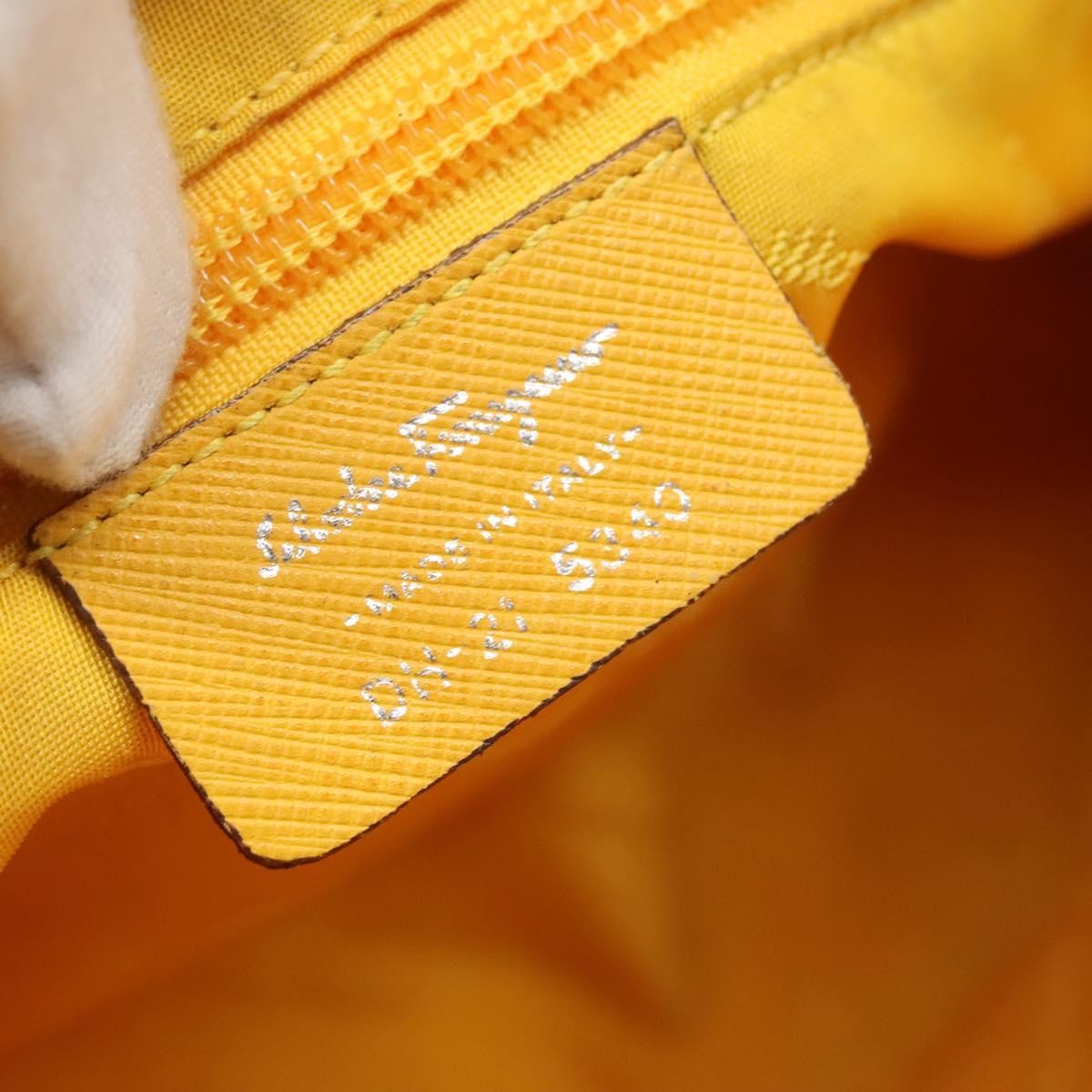 Salvatore Ferragamo Gancini handbag Canvas and Leather, YELLOW, CANVAS, Handbag