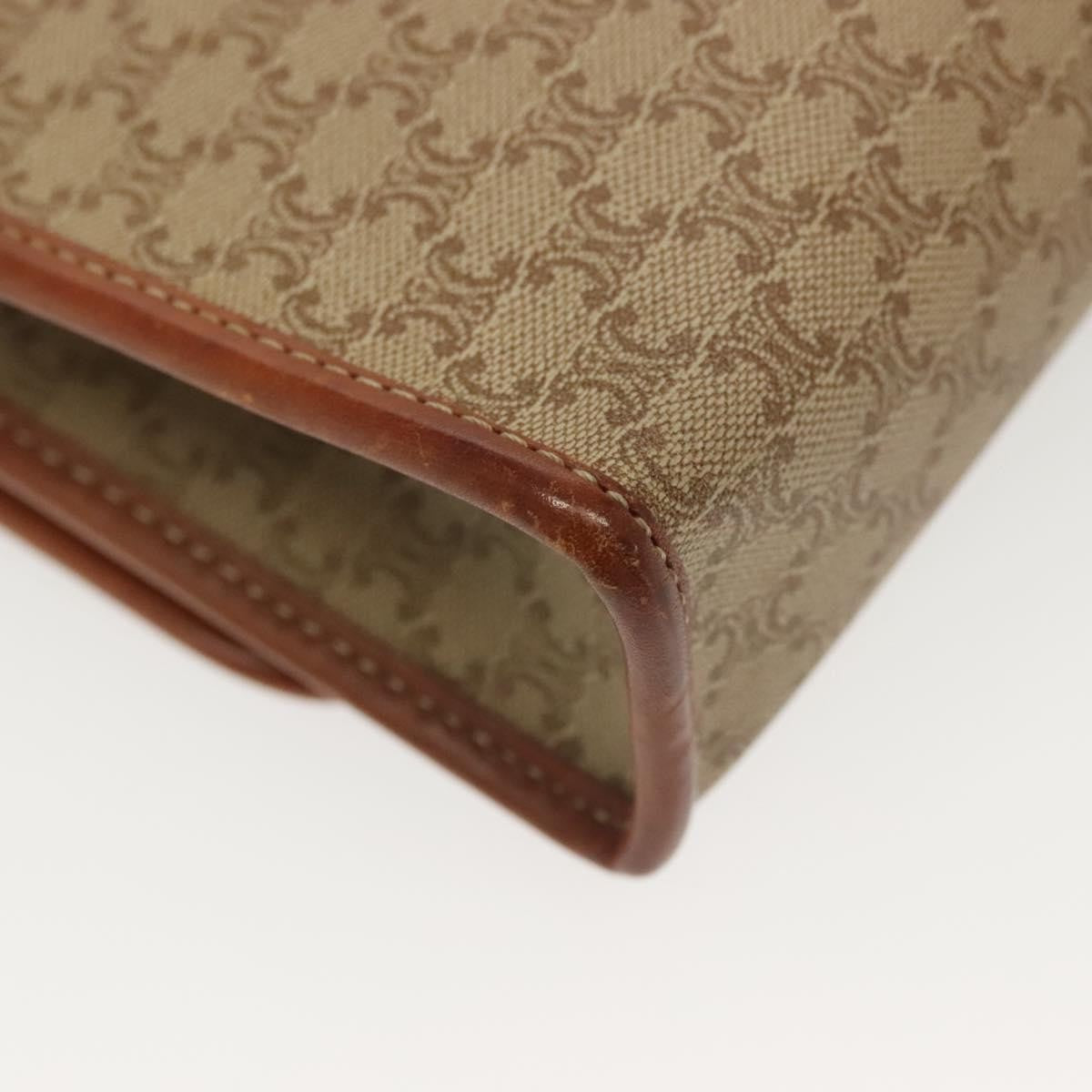 Celine Vintage Macadam Shoulder Bag Canvas and Leather, BEIGE, CANVAS, Shoulder bag