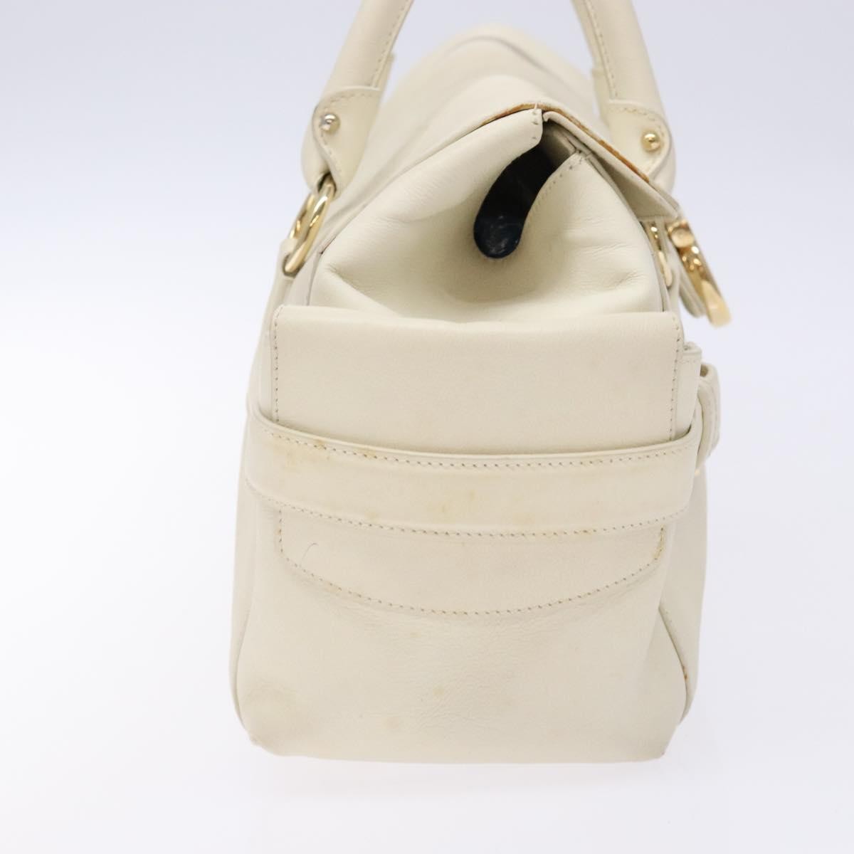 Salvatore Ferragamo Gancini top handle Leather, WHITE, LEATHER, Tote bag