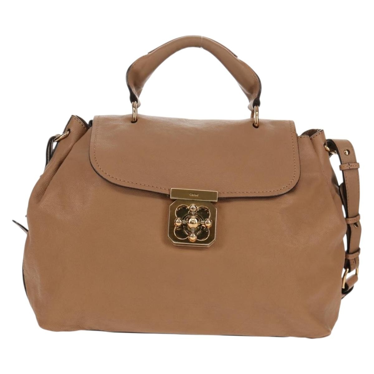 Chloe Elsie Convertible Satchel Leather, BEIGE, LEATHER, Handbag