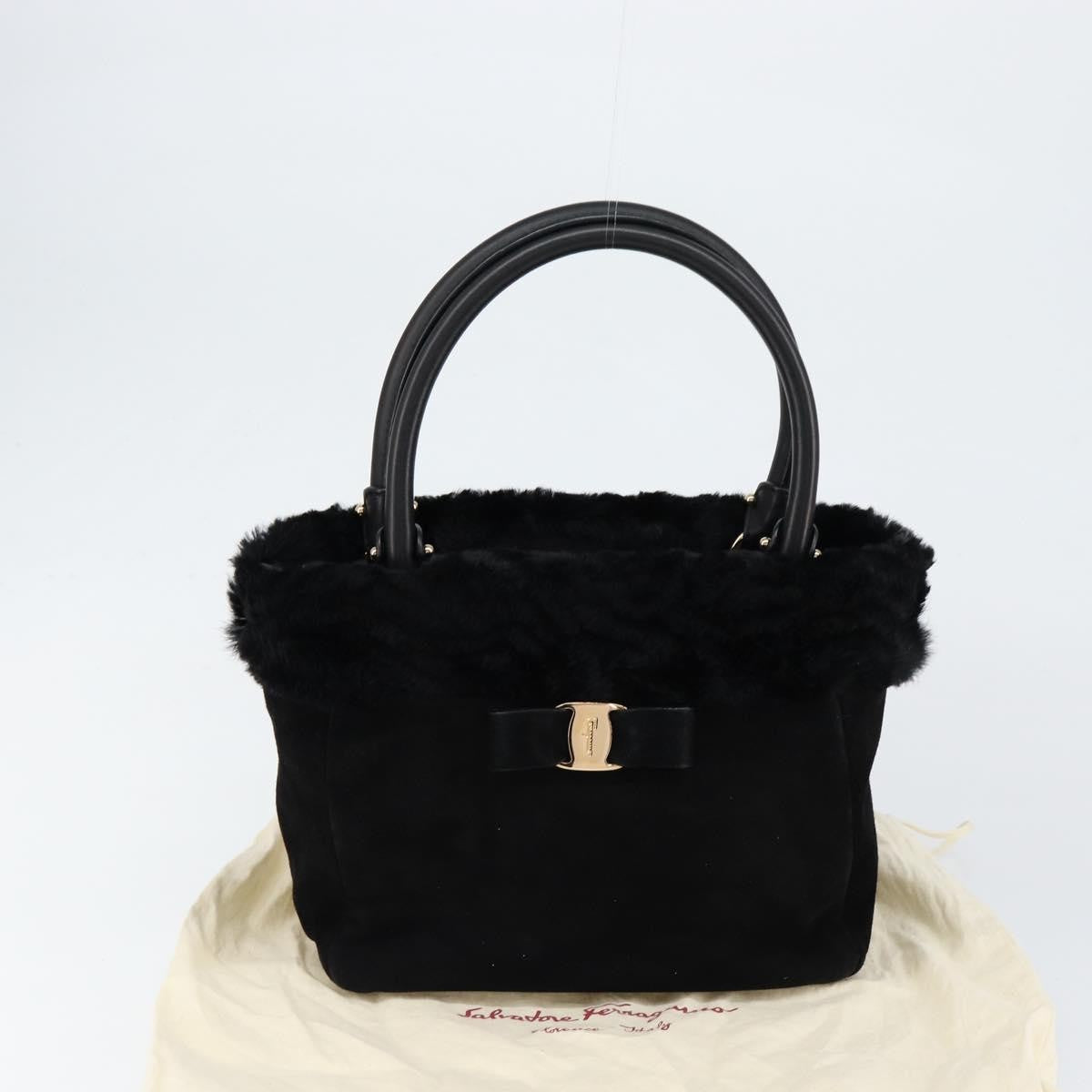 Salvatore Ferragamo Vala Handbag Suede, BLACK, SUEDE, Handbag