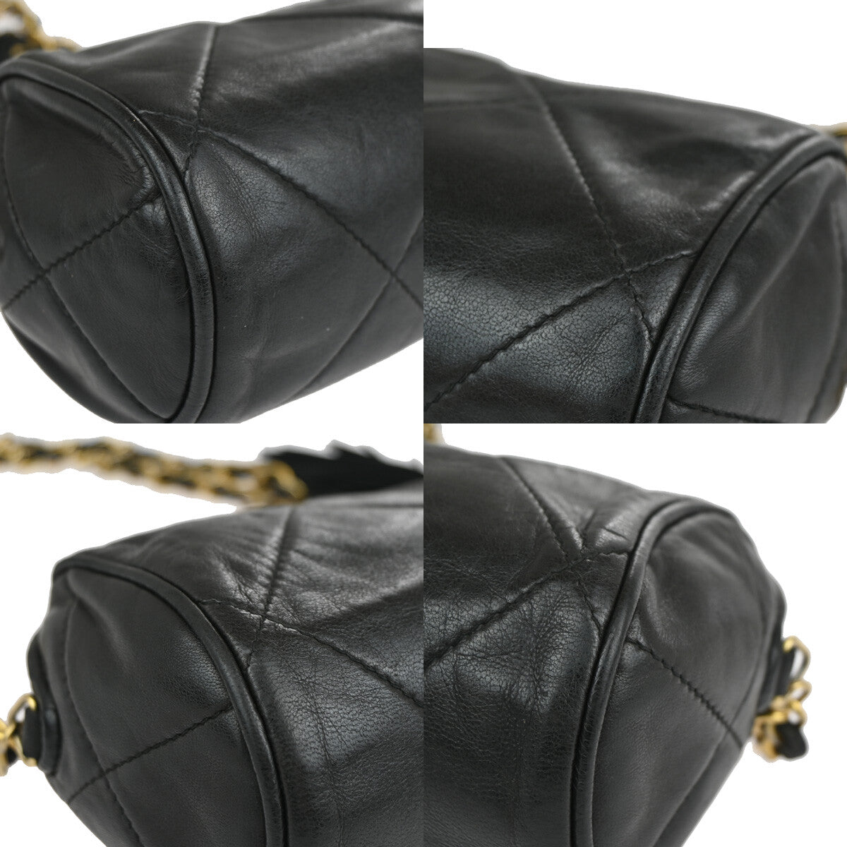 Chanel Vintage Diamond CC Barrel Bag Quilted Leather, BLACK, LEATHER, Shoulder bag