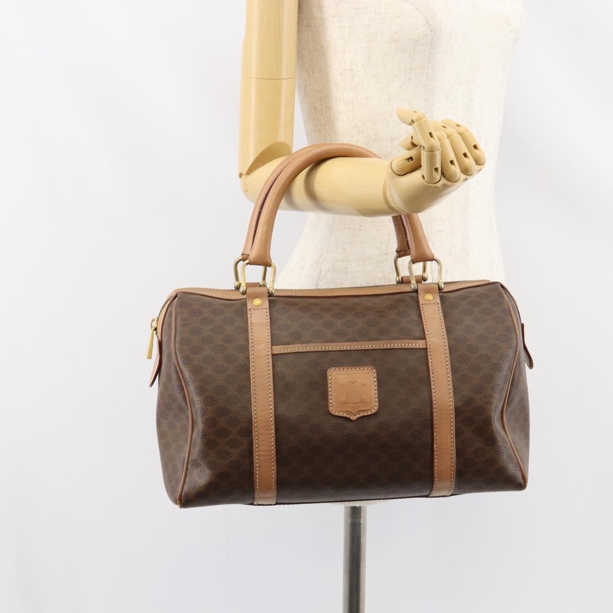Celine Vintage Macadam Boston bag Canvas, BROWN, CANVAS, Travel bag