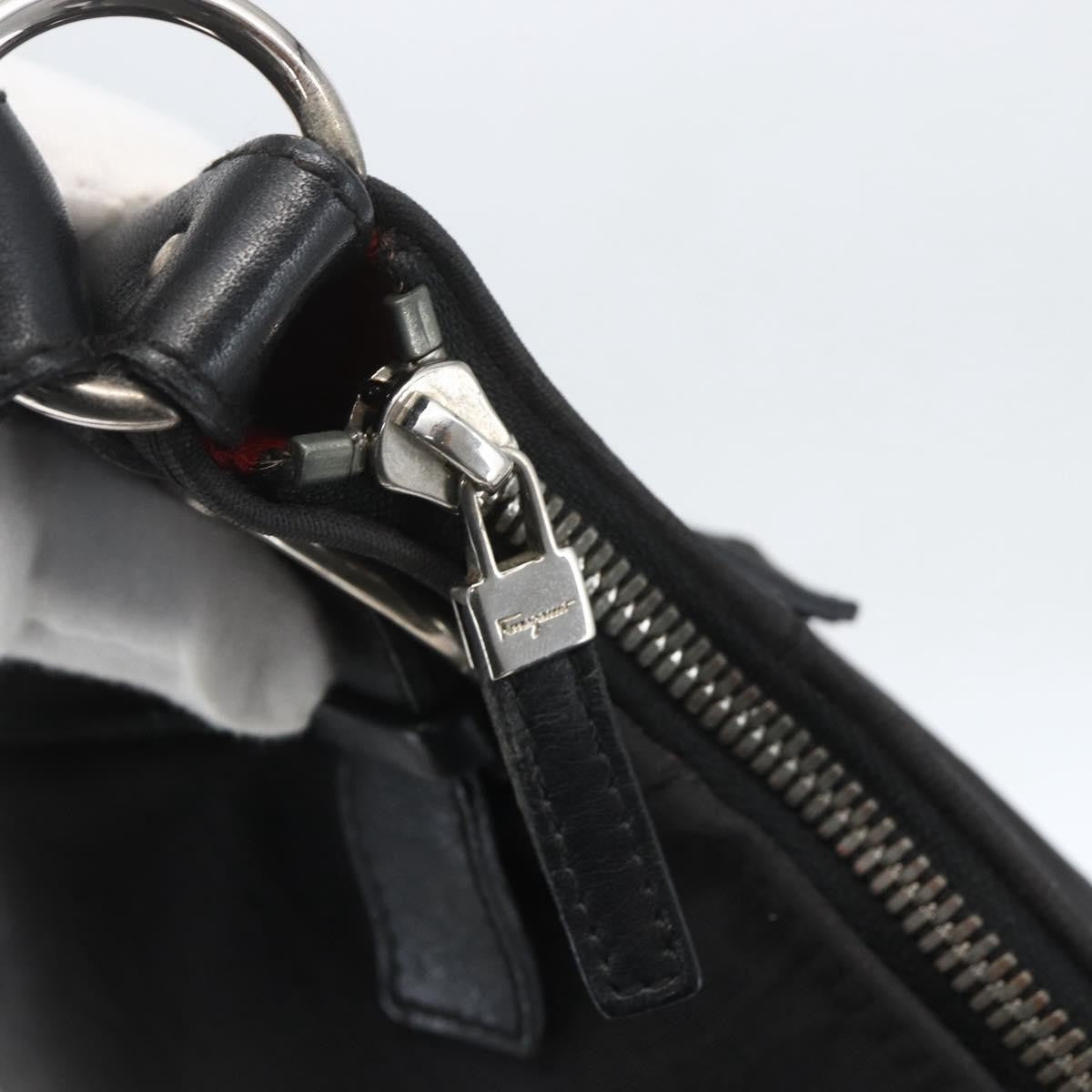 Salvatore Ferragamo Gancini Shoulder Bag Canvas, BLACK, CANVAS, Shoulder bag