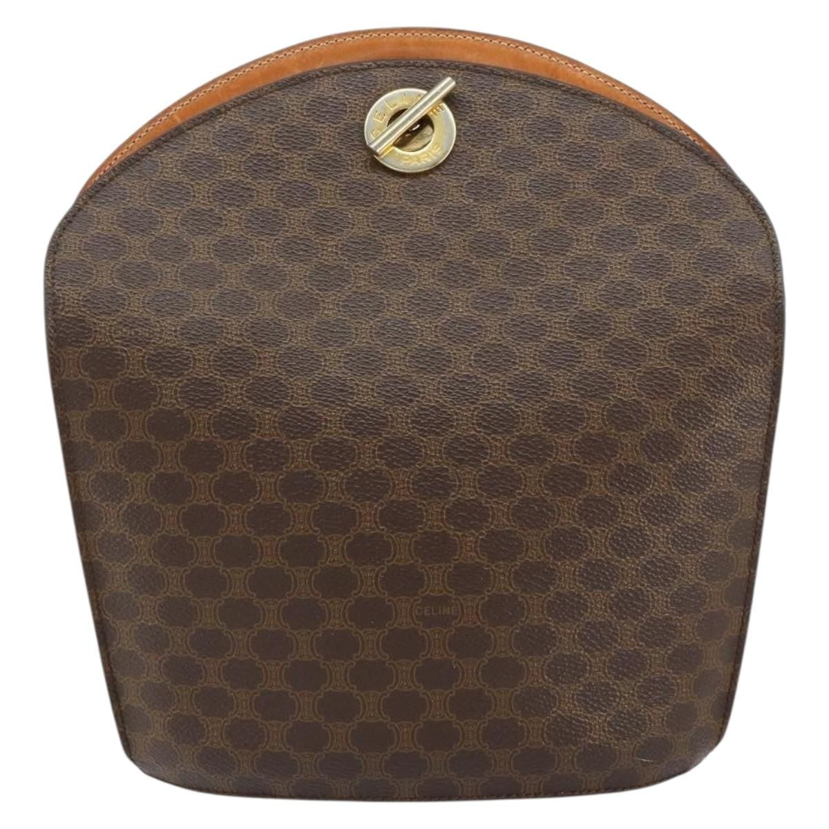 Celine Vintage Macadam Shoulder Bag Canvas, BROWN, PVC, Shoulder bag