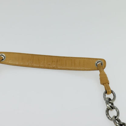 Bottega Veneta Chain Link Shoulder Bag Leather with Intrecciato, YELLOW, LEATHER, Shoulder bag