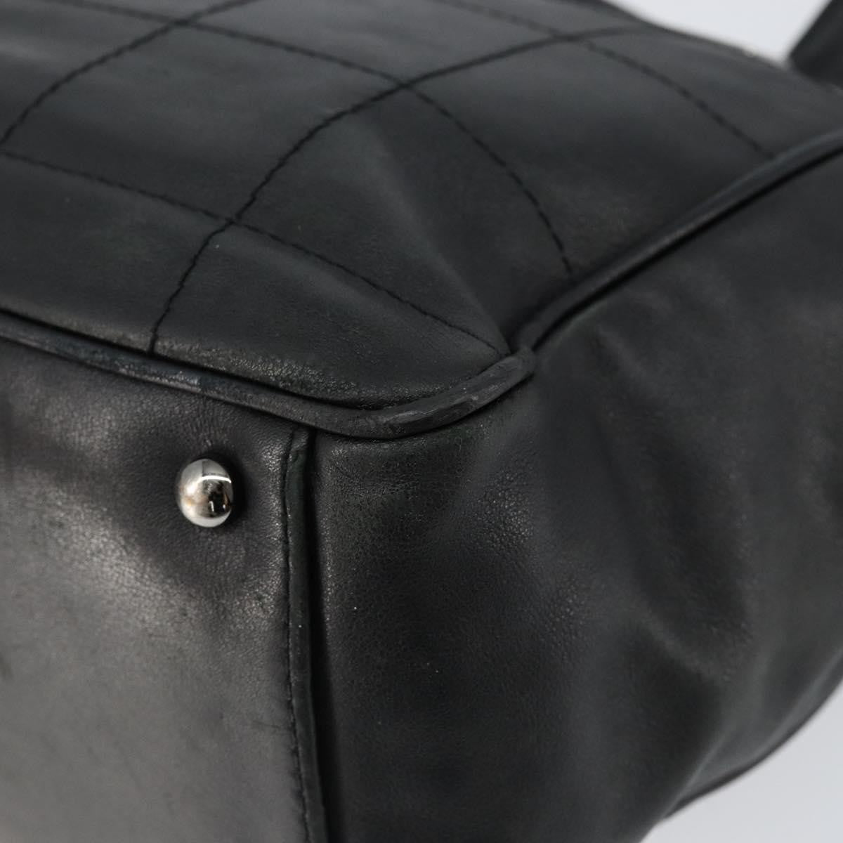 Chanel Square Stitch Tote Quilted Leather, BLACK, LEATHER, Tote bag