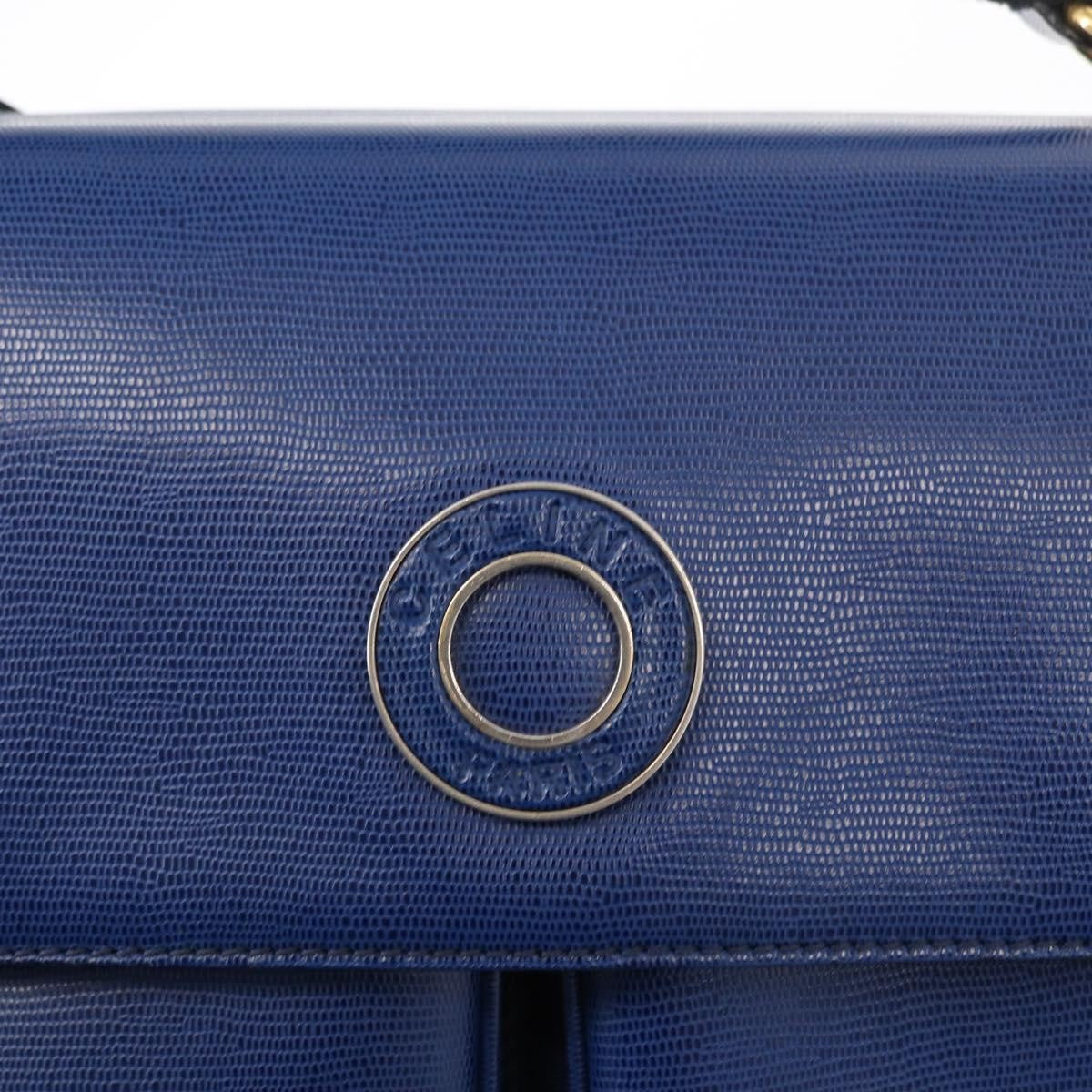 Celine Vintage Circle Logo Crossbody Bag Leather, BLUE, LEATHER, Shoulder bag