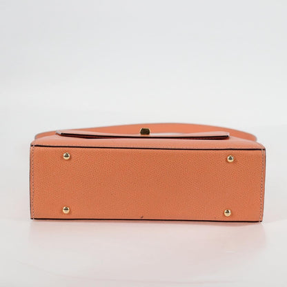 Celine Vintage Convertible Turnlock Top Handle Bag Leather, ORANGE, LEATHER, Handbag