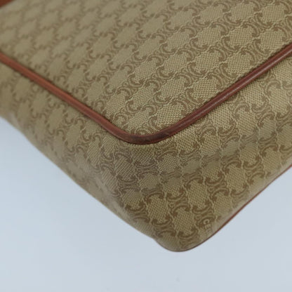 Celine Vintage Macadam Circle Logo Shoulder Bag Canvas and Leather, BEIGE, CANVAS, Shoulder bag