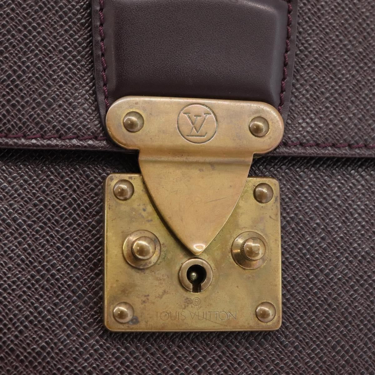 Louis Vuitton Serviette Kourad Briefcase Taiga Leather, Burgundy, Leather, Briefcase