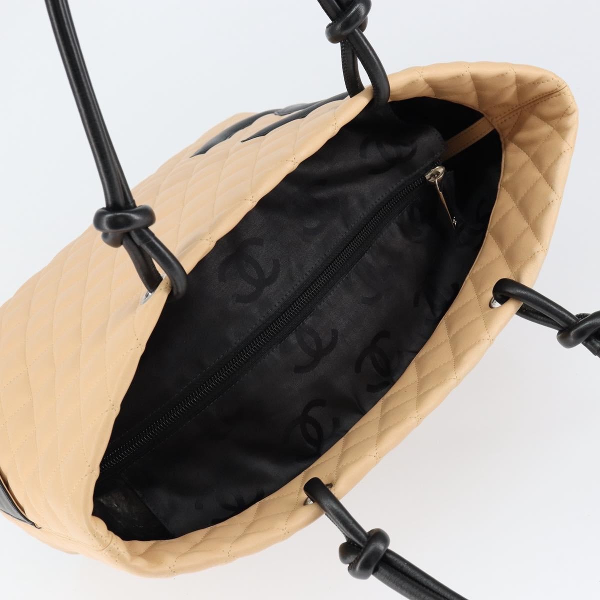 Chanel Cambon Tote Quilted Leather, BEIGE, LEATHER, Tote bag